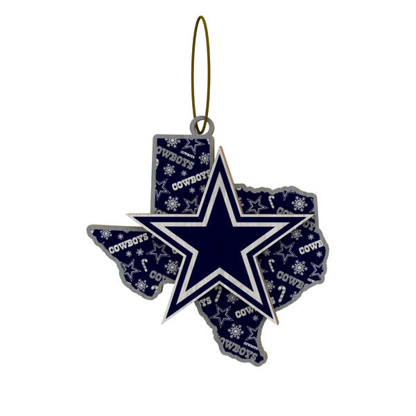 Item 143414 Dallas Cowboys Wood State Ornament