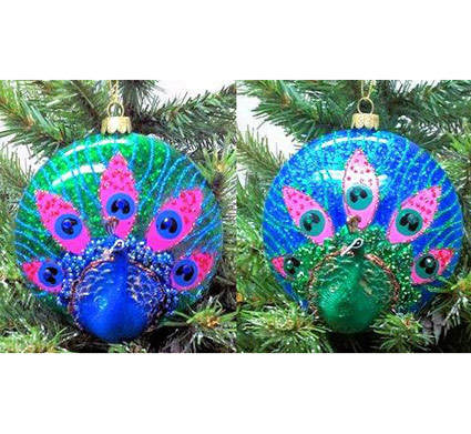 Item 146514 Glass Blue/Green Peacock Ornament