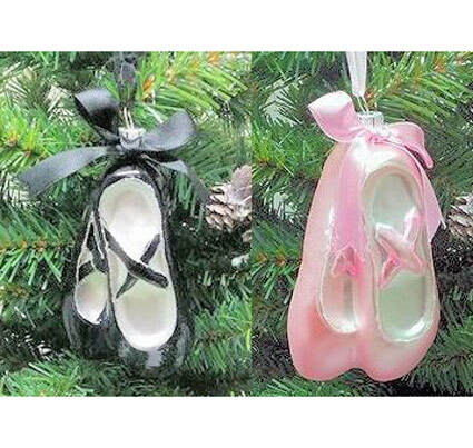 Item 146804 Pair of Black/Pink Glass Ballet Shoes Ornament