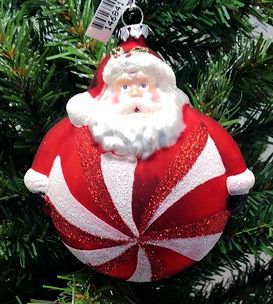 Item 146841 Glittered Candy Swirl Santa Ornament