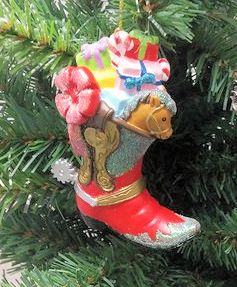 Item 147058 Western Cowboy Boot With Gifts Ornament