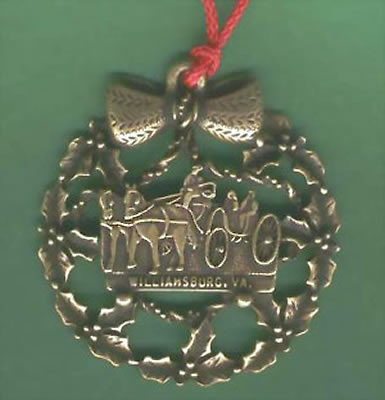 Item 152023 Gold Williamsburg Horse & Carriage Ornament