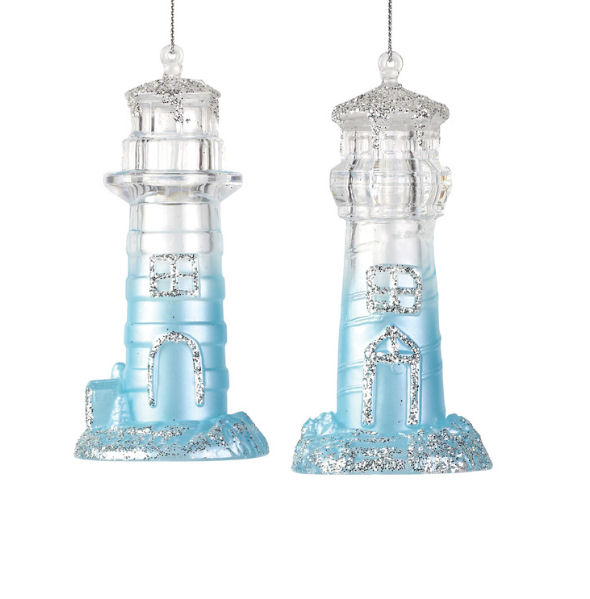 Item 156057 Clear & Blue Lighthouse Ornament