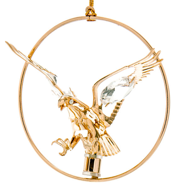 Item 161013 Gold Crystal Eagle In Circle Ornament