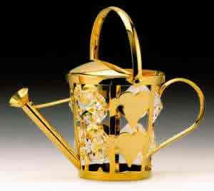 Item 161014 Gold Crystal Watering Can Ornament