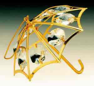 Item 161015 Gold Crystal Umbrella Ornament