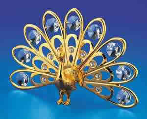 Item 161018 Gold Crystal Peacock Ornament