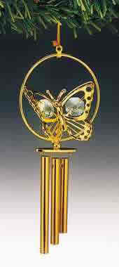 Item 161032 Gold Crystal Baby Butterfly Wind Chime Ornament