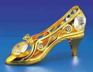 Item 161034 Gold Crystal High Heel Shoe Ornament
