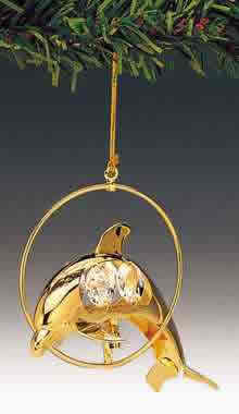 Item 161037 Gold Crystal Dolphin Ornament