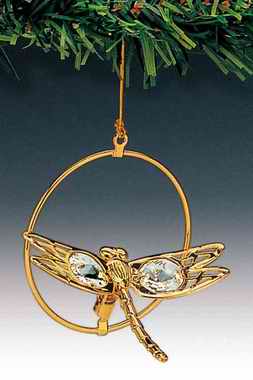 Item 161076 Gold Crystal Dragonfly Ornament