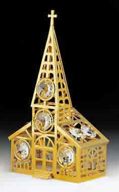 Item 161093 Gold Crystal Church Ornament
