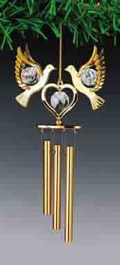 Item 161096 Gold Crystal Dove Wind Chime Ornament