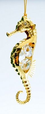 Item 161104 Gold Crystal Seahorse Ornament