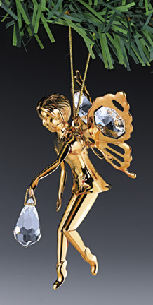 Item 161134 Gold Crystal Fairy With Drop Ornament