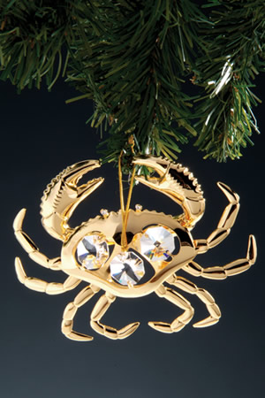 Item 161150 Gold Crystal Crab Ornament