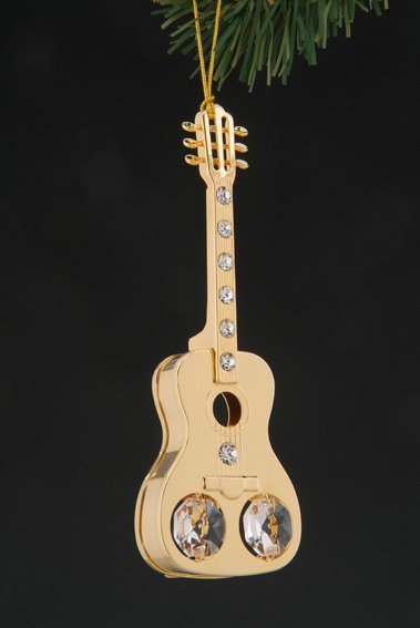 Item 161157 Gold Crystal Guitar Ornament