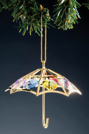Item 161165 Multicolor/Gold Crystal Umbrella Ornament