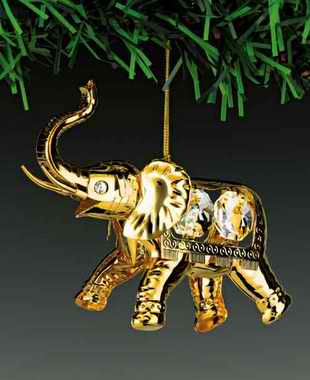 Item 161166 Gold Crystal Elephant Ornament