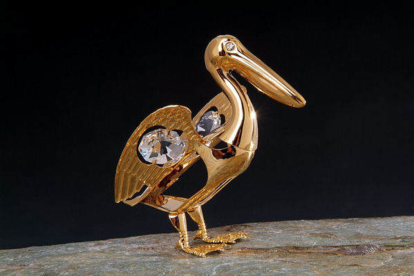 Item 161167 Gold Crystal Pelican Ornament