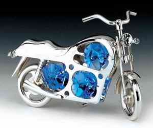 Item 161201 Silver Crystal Motorcycle Ornament