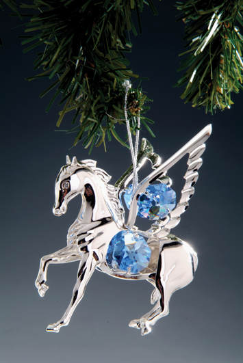 Item 161205 Silver Crystal Pegasus Ornament