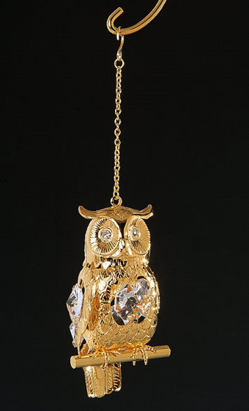 Item 161228 Gold Crystal Owl Ornament
