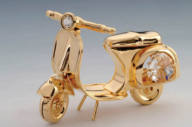 Item 161256 Gold Crystal Motor Scooter Ornament