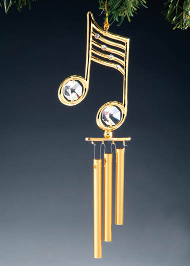 Item 161284 Gold Crystal Musical Note Wind Chime Ornament