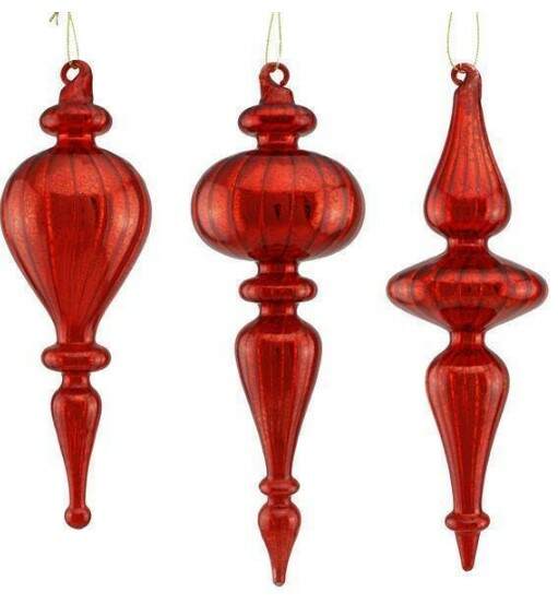 Item 171008 Shiny Mercury Red Glass Finial Ornament