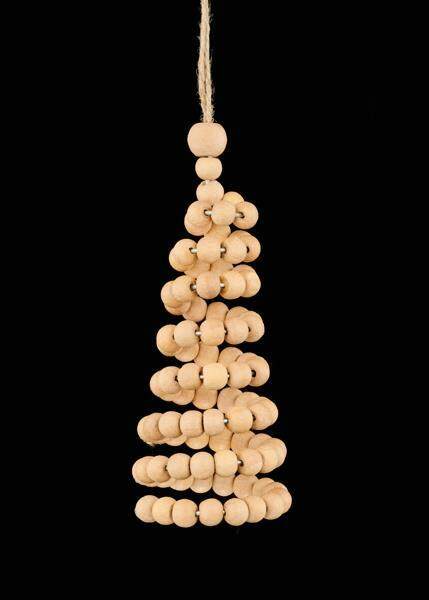 Item 171016 Natural Wood Bead Swirl Tree Ornament