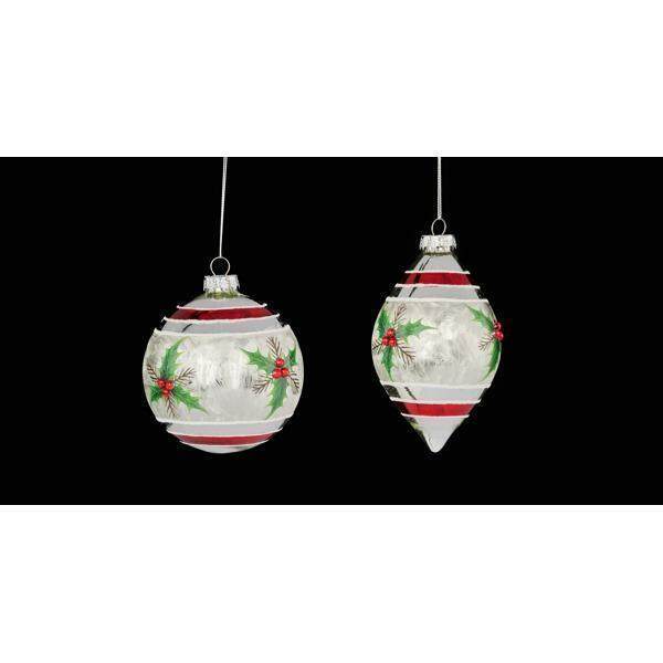 Item 171030 Glass Hollypine Berry Ornament