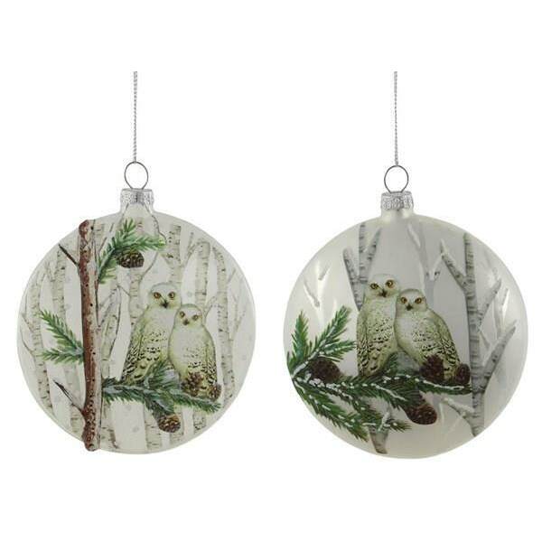 Item 171043 Glass Owl Disc Ornament