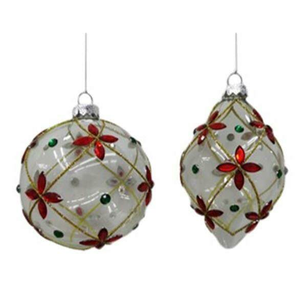 Item 171046 Clear Red And Emerald Glass Bead Ball