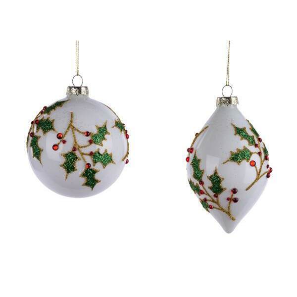 Item 171050 Holly Berry Glass Ball/Finial Ornament