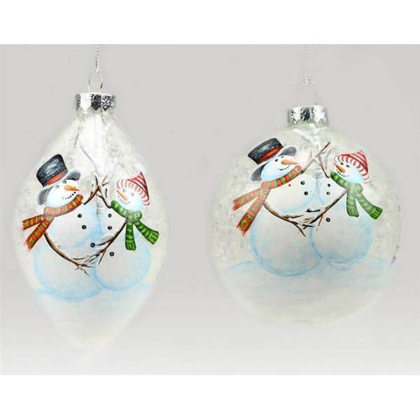 Item 171052 Glass Snowman Ball And Finial Ornament