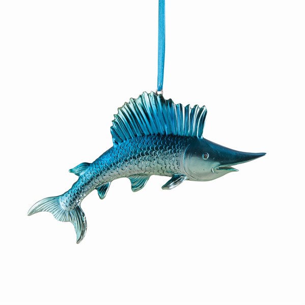 Item 177251 Iridescent Blue Swordfish Ornament