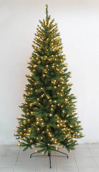 Item 183019 7.5 Foot Narrow Rocky Mountain Pine Pre-Lit Artificial Christmas Tree With 650 Clear Brilliant Lights