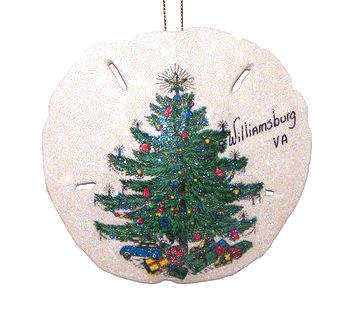 Item 185093 Christmas Tree Sand Dollar Ornament - Williamsburg
