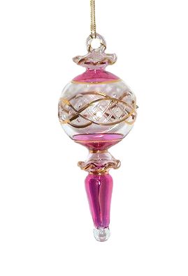 Item 186093 Purple/Gold Etched Ball With Scepter Drop Ornament