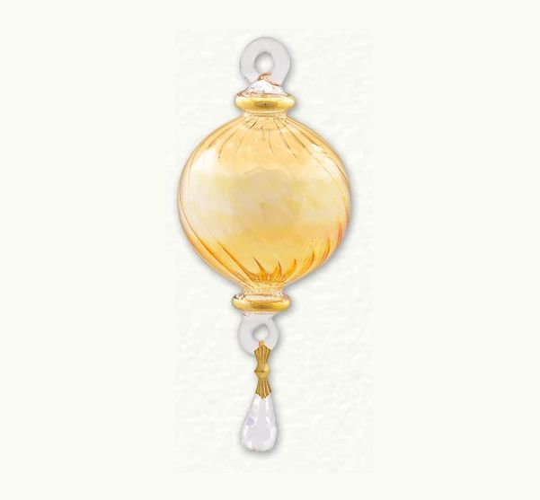 Item 186100 Yellow Swirl Ball With Drop Ornament