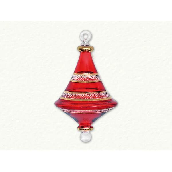 Item 186118 Christmas Red Triangle With Gold Bands Ornament