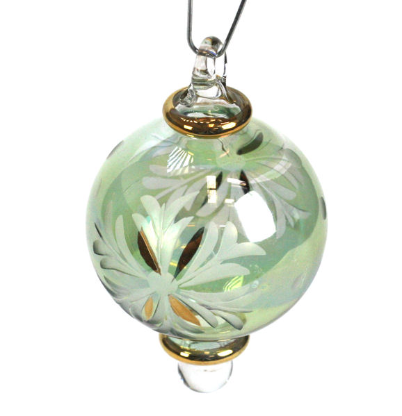Item 186125 GREEN/GOLD FLORAL BALL ORN