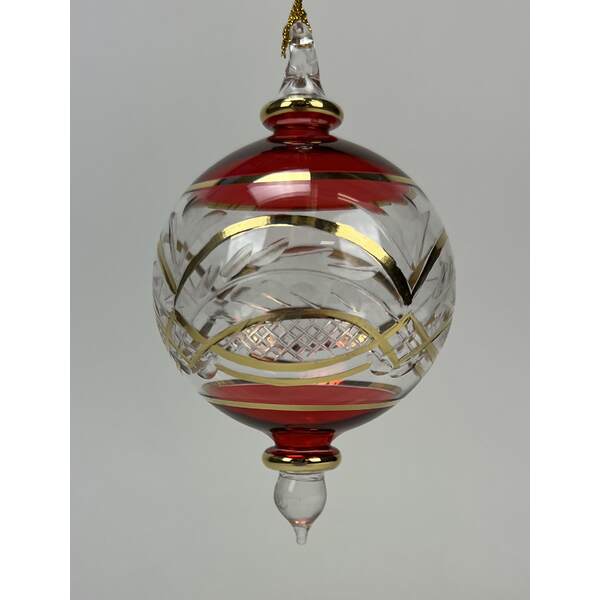 Item 186164 Christmas Red Gold Etched Ornament