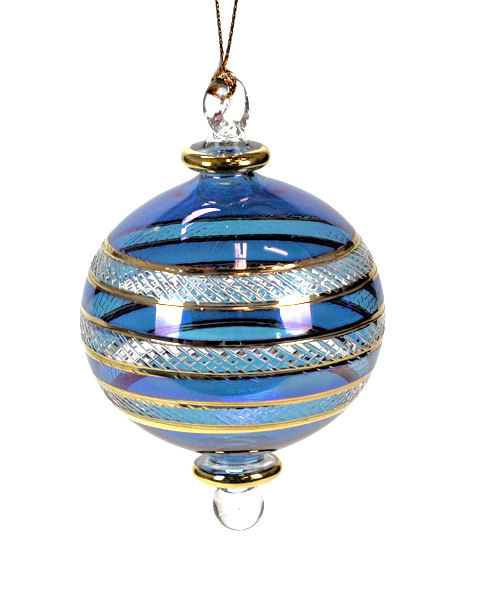 Item 186168 Blue Small Ball With 3 Gold Ornament