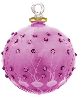 Item 186206 Pink Crystal Chaton Floral Ball Ornament