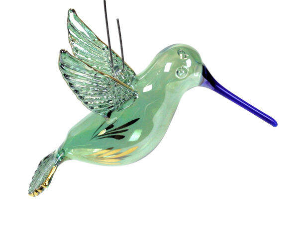 Item 186233 Green and Blue Etched Hummingbird Ornament
