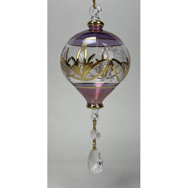 Item 186238 Purple With Crystal Gold Etched Ornament