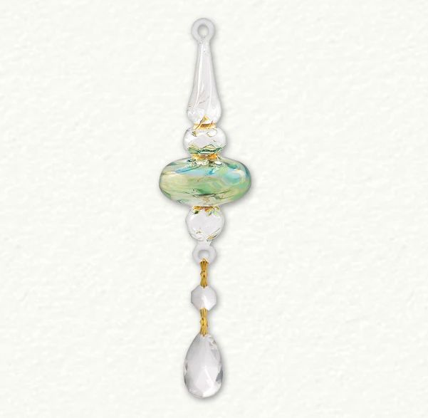 Item 186394 Green/Clear Finial With Drops Ornament