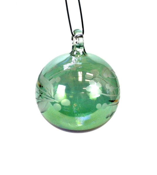 Item 186580 Green Floral Etched Ball Ornament